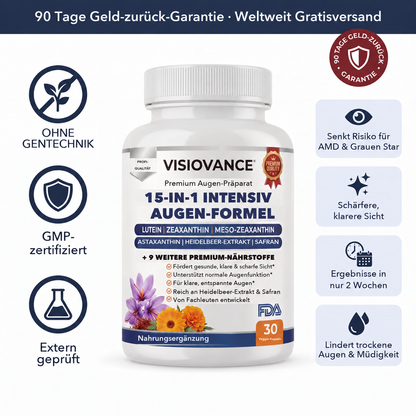 VisioVance 15-in-1 Premium-Augenkomplex – 90 Tage Geld-zurück-Garantie